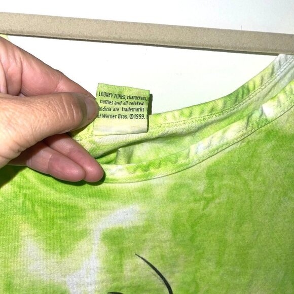 Looney Tunes Womens Swim Coverup Tank Top Vintage 90s Tweety Bird Tie Dye Green - Picture 9 of 9